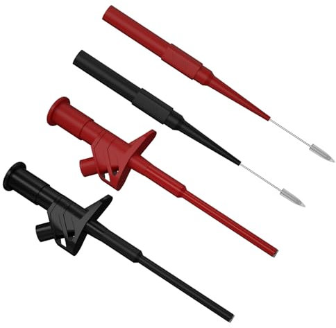 2 Stück Messspitzen für Multimeter mit 4mm Bananenbuchse, Kabel Prüfsonde Abnehmbar Prüfspitze für Elektrische Tests 1000V/10A, Rot Schwarz