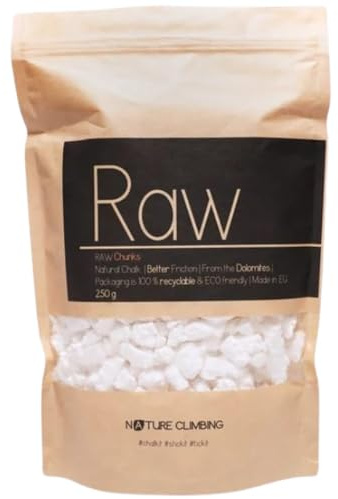 Nature Climbing RAW Chalk Chunks 250g Chalk - Premium Sportkreide zum Klettern, Bouldern, Fitnessstudio und Gewichtheben - Hochleistungspulver für überragende Griffformel