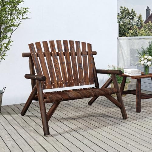 Myheimly Gartenbank 2-Sitzer 119x85x98 cm Massivholz Fichte Dunkelbraun Bank