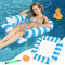 Materassino Mare, 4-in-1 Materassino Piscina, Amaca Galleggiante, Gonfiabile Piscina, Materassino Gonfiabile Mare Piscina con Pompa d'aria Manuale, Accessori Piscina