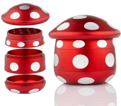Viberium Grinder Metalico 45 mm - Herb Grinder Metal, 4 Piezas, Crusher | Spice Grinder Hierba, Aluminio Crusher Grande, Molinillo XXL, Rojo