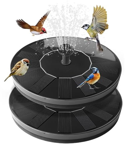 Lot de 2 fontaines solaires pour extérieur, 16 cm, avec 4 buses, pompe à eau solaire, flottante, pompe à eau pour extérieur, bassin, piscine, jardin, bain d'oiseaux, jeu d'eau