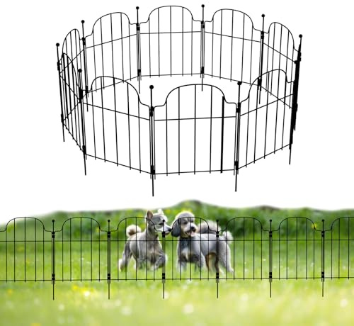 Metall-Gartenzaun, 43 cm (H) × 3.3 m (L), 10/25 Stück, Hundezaun, kein Graben, dekorative Zäune für Garten, Blumenbeet und Tierbarriere, für Hof, Terrasse, Outdoor-Dekoration, 10 Stück