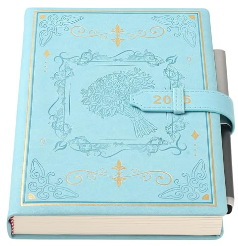 Holderzyi Akademischer Terminplaner 2026 A5 Tag pro Seite, 12 Monate Tages- & Monatsplaner von Jan.26 - Dez.26, Agenda Terminkalender A5 Seite pro Tag, mit elegantem Einband, Stift, Innentasche (Blau)