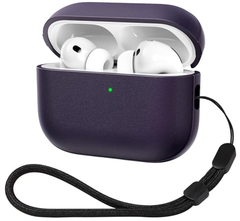 ACRONIX für AirPods Pro 3 Hülle 2025, TPU Hülle für Apple AirPods Pro 3 mit Handschlaufe, Leder-Touch-Design Airpods Pro 3 Case - Lila