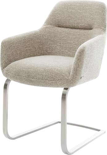 Schwingstuhl Pejo-Flex Freischwinger flach Edelstahl Webstoff Soft Beige | Taschenfederkern