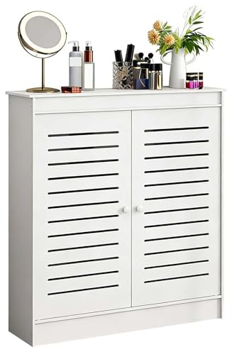 Cubre Radiadores Blancos con 2 Puertas Cubre Radiador Pequeño Cubreradiadores Modernos para el Cuarto de Baño, la Sala de Estar, Armario Decorativo para Calefacción(40x15x50cm)