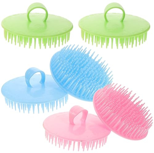 Kopfhautmassagebürsten aus PP für Dusche und Reinigung | Tragbare Shampoobürsten, 6 Stück, zur Kopfhautpflege, zur Reinigung, für Erwachsene, mit Massagefunktion