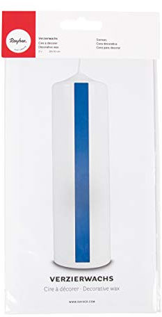 Rayher 3103709 Verzierwachs, mittelblau, 2 Verzierwachsplatten 20 x 10 cm, Wachsfolie zum Kerzen verzieren, Kerzenwachs, Wachsfolie