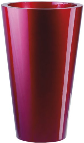 Jarrón alto redondo de polistón/lacado, color rojo, 90 cm de altura, 38 cm de diámetro (totalmente abierto)