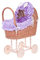 e-wicker24 Alles aus Weide Puppenwagen aus Weide mit Bettwäsche perfekte Geschenkidee Korbpuppenwagen schöner Spielzeug aus Korbgeflecht Korbwagen für Puppen Spielzeug für Mädchen (Viollet)