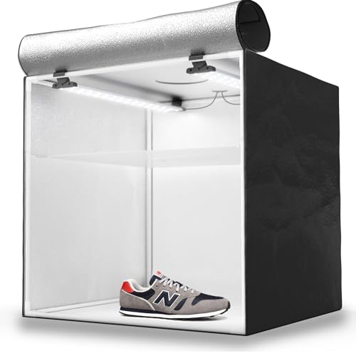 HAVOX - Studio Fotografico HPB-60D - Dimensioni 60x60x60cm - Illuminazione dimmerabile a LED Luce del giorno 5500k - 13,000 lumens - CRI 93 - Realizza le tue foto commerciali per e-commerce.