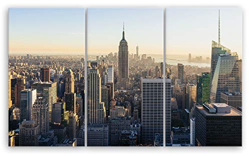 ge Bildet Bild auf Leinwand | New York City Skyline in 165x100 cm mehrteilig als Wandbild XXL | Wand-deko Dekoration Wohnung modern Bilder | 2257