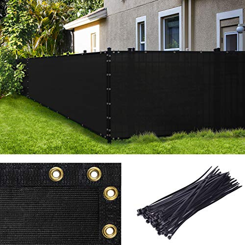 Amgo Maßgefertigte schwarze Zaun-Sichtschutz-Windschutzscheibe, 1.8 mx3.4 m, robust für kommerzielle und private 90 % Verstopfung, Kabelbinder enthalten (erhältlich für individuelle Größen)