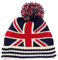 SHIPITNOW Union Jack Flagge Mütze mit Pompon - Dicke und Warme StrickMütze - Winter Englische Flagge Mütze für Damen oder Herren (Marineblau)