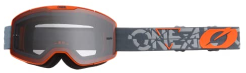 O'NEAL | Fahrrad- & Motocross-Brille | MX MTB DH FR Downhill Freeride | Verstellbares Band, optimaler Komfort & Belüftung | B-20 Goggle Strain V.22 | Erwachsene | Grau Orange - Grau | One Size