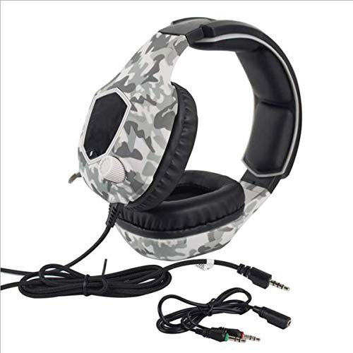 Auricolari PC cablati high-end RGB Gaming Headset per cuffie da gioco mobili E-sport con microfono Stereo Surround USB Headset per PC e laptop, nero (colore : Camouflage Bianco) (Camouflage Bianco)