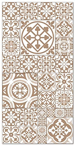 Panorama Alfombra Vinílica Cocina Baño - Varios Tamaños - (Hidráulica Talavera Marrón 40x80 cm)