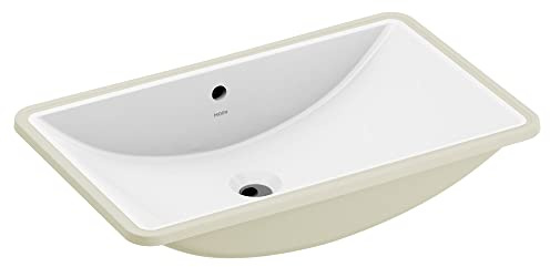 Moen White Vitreous China Undermount Sink, 23.625 X 14.75 X 7 Inch Rectangle Bathroom Sink with a High Gloss Porcelain Finish for Vanity Countertop Placement, BGCW10RU1223