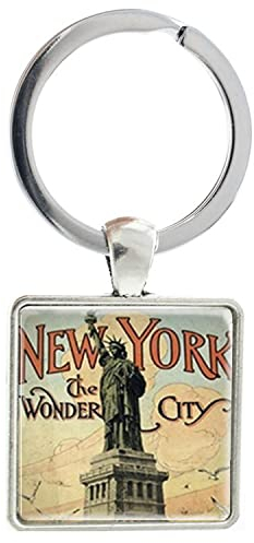 Schlüsselanhänger mit Freiheitsstatue New York The Wonder City Schlüsselanhänger United States National Schlüsselanhänger Ring American Jewelry, weiß, L