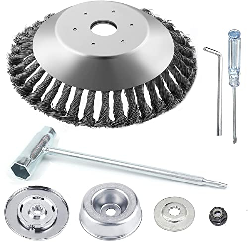 Realman 20,3 cm gedrehter Stahldraht-Trimmerkopf für Stihl Straight Shaft Trimmer FR130 FS55 FS56 FS56R FS70 FS72 FS74 FS75 FS76 FS80 FS80R FS83 FS85 FS89 (Kopf mit Stihl 7-teiliges Adapter-Set)