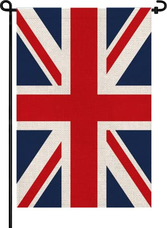 Bandiere da giardino del Regno Unito, piccola bandiera britannica, 30,5 x 45,7 cm, doppia faccia, in iuta per esterni, cortile, portico e patio