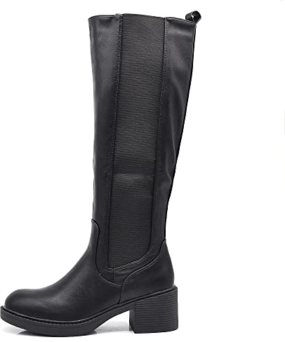 IF Fashion Scarpe Da Donna Stivali Elasticizzati Al Polpaccio Con Tacco Medio YG893 nero N.38