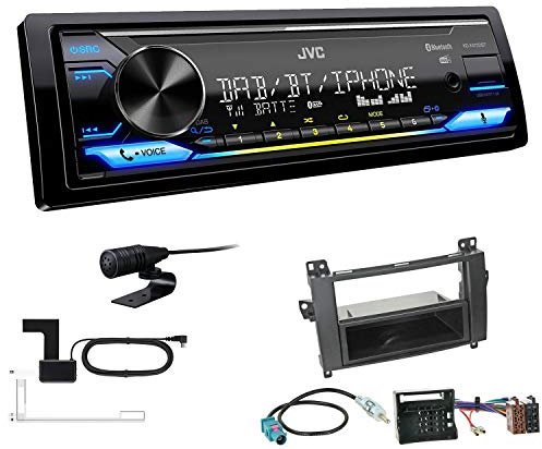 JVC KD-X472DBT 1-DIN Autoradio Bluetooth USB inkl DAB Antenne Einbauset passend für Mercedes-Benz A-Klasse 2004-2012 schwarz Audio 20