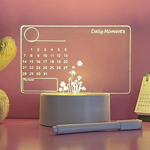 Multifunktional Nachtlicht Kalender Schreibtafel mit Stift, LED Nachrichtentafel Memorandum, Schreibtischlampe Deko Lampe für Kinderzimmer Schlafzimmer (USB+3 Farben)