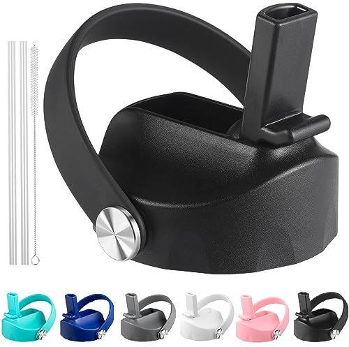 DBIW Couvercle à paille compatible avec Hydro Flask de 30, 50, 81, 1 188 ml, bouchon de paille de rechange, noir