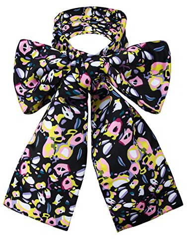 LIKUNGOU Wonderland The Hatter Kostüm Fliege gemustert große Krawatte bunt bedruckte Fliege für Fasching, Teeparty, Ostern, Unisex, Schwarz , One size