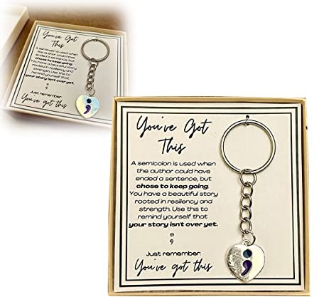 Schlüsselanhänger mit Semikolon für psychische Gesundheit, Semikolon-Geschenke, Schlüsselanhänger, Geschenk für psychische Gesundheit, Semikolon-Schmuck, Geschenke für Frauen und Männer (1 Stück)