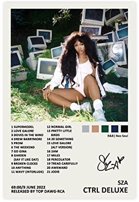 YEZLH SZA Poster Ctrl Deluxe Musikalbum Cover signiert Limited Edition Leinwand Poster Schlafzimmer Dekor Sport Landschaft Büro Zimmer Dekor Geschenk Unrahmen: 30 x 45 cm