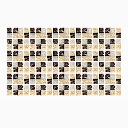 Ulticool Dekoration Aufkleber Fliesen - Marmor Mosaik Wand Braun Beige Gelb - 15x15 cm - 15 Stück Selbstklebende Klebefolie Fliesenaufkleber - Rückwand für Badezimmer - Küchenwand Küche - Abwaschbar