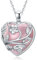 YFN Rosenquarz-Halskette Sterlingsilber Rosenquarz-Herz-Halskette Blume natürlicher Kristallstein-Anhänger Rosenquarz-Schmuck Geschenke für Frauen Teenager Mädchen Geburtstag