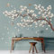 DECOWALL SG4-2317 Stickers muraux amovibles Motif cerisier blanc sur branche de fleurs roses Pour chambre d'enfant, salon, décoration murale