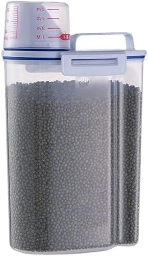 WANGZAIZAI Lot de 2 boîtes de conservation hermétiques pour aliments pour animaux de compagnie avec couvercle + verre doseur pour le stockage du riz, des céréales, des pâtes, de la farine