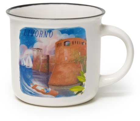 Legami - Tazza Cup-puccino in Porcellana New Bone China, Tema Livorno, Tazza da Colazione, World Cities, Mug Caffè Thé, Lavabile in Lavastoviglie, Diametro 10 cm, Capacità 350 ml