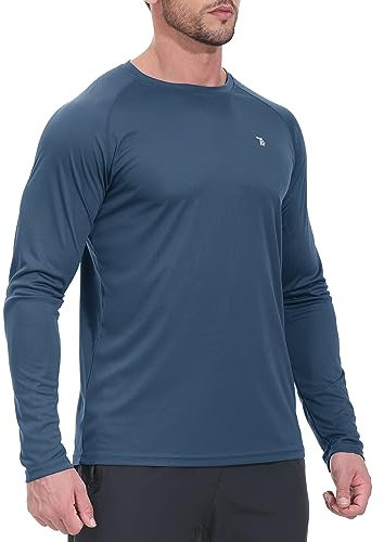 YSENTO Herren Rashguard UPF 50+ UV Schutz Shirt Schnell trocknen Leichter Sonnenschutz Langarm Funktions Schwimmshirt(Haze Blue,L)