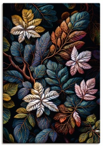 ARTland Leinwandbilder Wandbild Bild auf Leinwand 70x100 cm Wanddeko Herbstblätter Deko Pflanzen Blätter Herbst Farbe Wald Garten U5AG