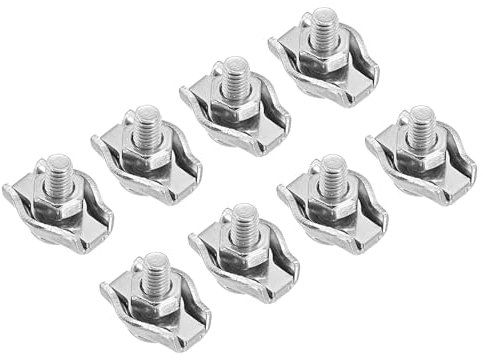 PATIKIL 1/16 / 1,5 mm Simplex-Bolzen-Seilklemme, 8 Stück M2 304 Edelstahl Simplex-Einzelschrauben-Kabelklemme für Rigging-Geländer, silberfarben