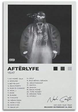 Zamm Yeat AFTERLYFE Poster, Wandkunst, Leinwandgemälde, Wohnzimmer, Schlafzimmer, Heimdekoration, Büro, Wandposter, Fitnessstudio, Kunstmalerei, 30 x 45 cm