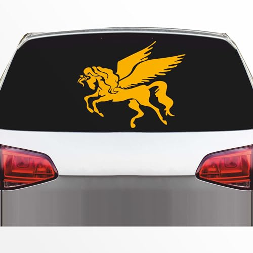 INDIGOS UG - Aufkleber - Autoaufkleber - 600x580 mm - JDM - Die Cut - Pegasus Fliegen - gelb - Tuning - Sticker - Heckscheibe - Auto - Fahrrad - Motorrad