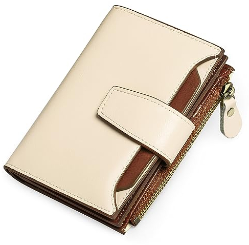 SENDEFN Portefeuille Femme Cuir Véritable Slim Porte-Monnaie Monnaie Femmes Fermeture Eclaire Portefeuille et Multi Cartes Anti RFID Blocage Court Portefeuilles