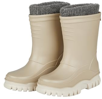 Sterntaler Gummistiefel uni gefüttert - Unisex Kinder Regenstiefel mit herausnehmbarem Innenschuh - warme, wasserdichte Kinderstiefel - Matsch- und Regenschuhe, beige, Größe 25