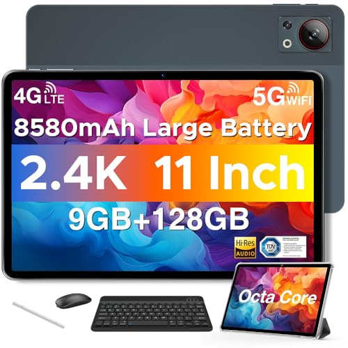 DOOGEE T30SE Tablet 11 Inch Android 14, 9GB RAM + 128GB ROM (TF 1TB), 2.4K Octa-Core Tablet on Offer, 8580mAh Tablet 13MP+ 5MP Low Blue Light, Tablet with Keyboard+ Mouse+ Capacitive Pen Grey