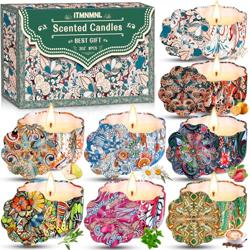 ITMNMNL Duftkerzen Geschenkset,Duftkerze 8 Pack Duftkerzen Set,Scented Candle,Sojawachs Kerzen Set für Damen,Scented Candle Set,Duftkerze Set Kerzen Geschenkset für Weihnachten,Geburtstag,Muttertag
