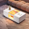 PUGSDRLY Table Basse,Table Basse Salon Moderne avec 2 Tiroir et éclairage LED,Table de Salon avec Plateau en Verre et Compartiment Ouvert,100x50x35.5 cm (Style 2, Blanc)