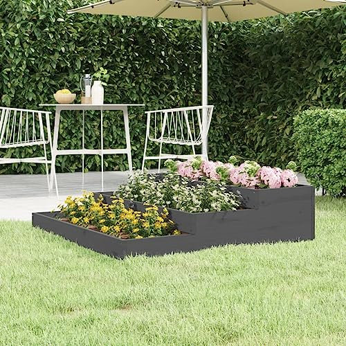 FUDUGEHMIOFWFJJ zinkwanne groß XXL,blumentopf XXL Outdoor,Pflanzkübel Grau 107x107x27 cm Massivholz KieferGeeignet für Garten, Terrasse, Schlafzimmer, Wohnzimmer