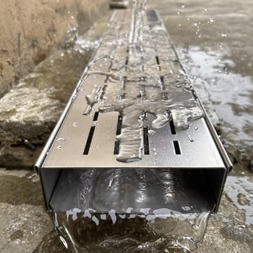 Entwässerungsrinne Rinnenabläufe Aus Edelstahl Für Einfahrten/Gehwege, Bodenablaufkanal Für Außenterrassen, Höfe Und Garagen, Sickergräben Für Betonfliesen, Schlammmontage, Schmales/breites(1000x100x5
